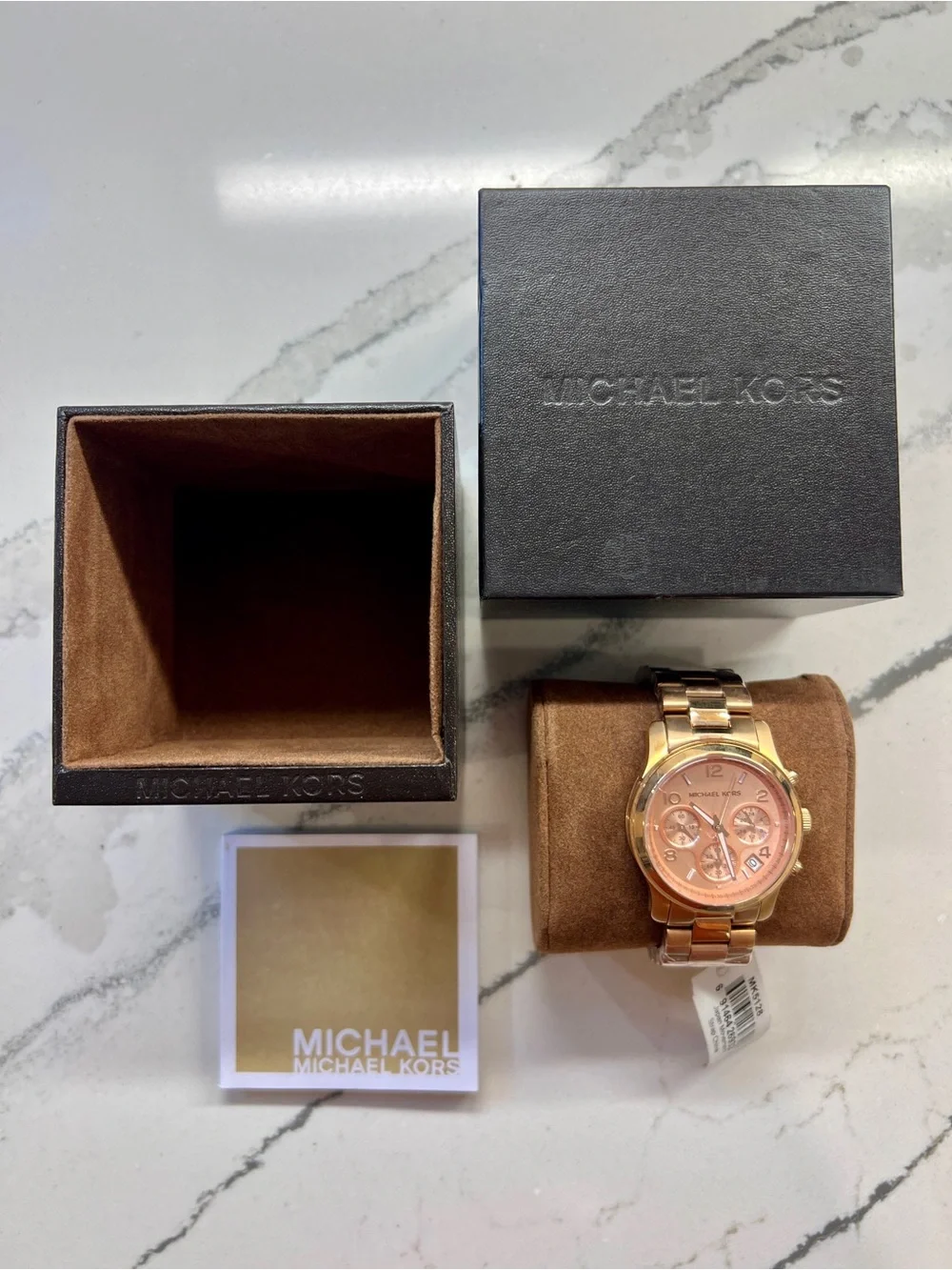 Michael Kors Rose Gold-Tone Pink Dial Chronograph Bracelet Watch